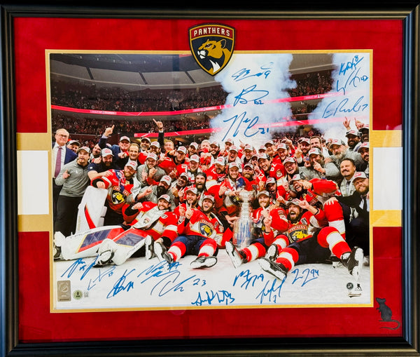 2023-24 Florida Panthers Multi Signed Stanley Cup Champions 16x20 Framed Photo (Beckett)