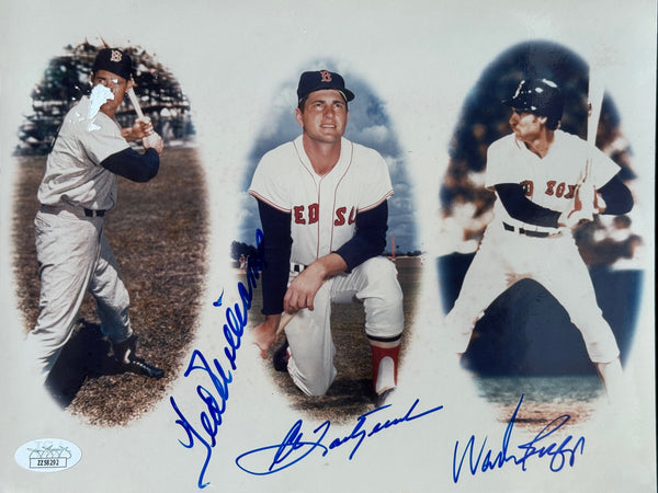 Ted Williams Carl Yastrzemski & Wade Boggs Autographed 8x10 Baseball Photo (JSA)
