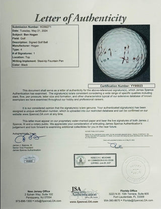 Ben Hogan Autographed Hogan 4 Golf Ball (JSA)