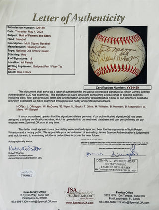 Hall Of Famers and Stars Old Timers Classic Autographed Official Baseball (JSA)