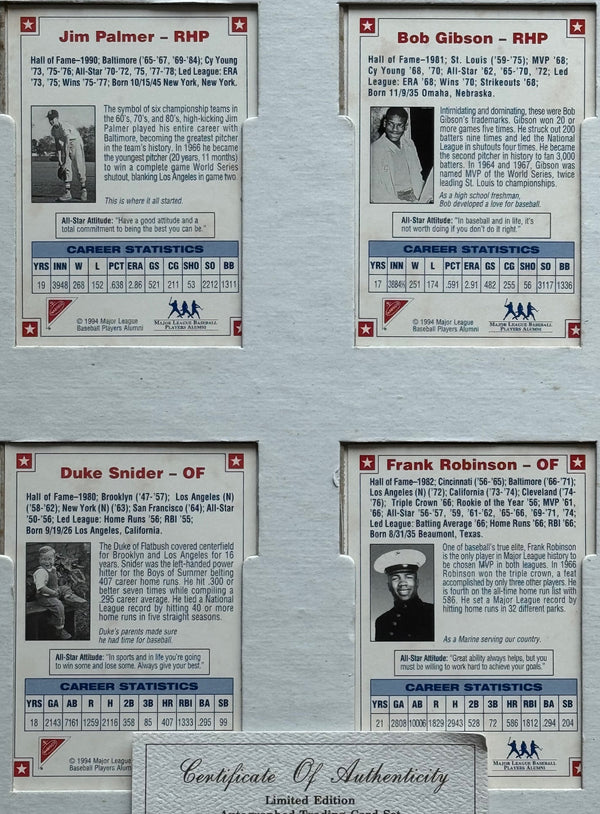 1994 Nabisco All Star Legends Autographs 4-Card Set Framed