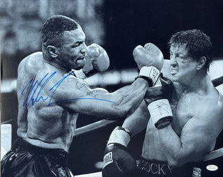 Mike Tyson Autographed w/Sylvester Stallone 16x20 Photo (JSA witness)