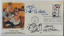 Hank Ketcham & Bil Keane signed 3x5 First Day Cover Cartoonists (JSA)