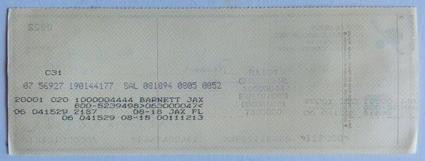 Monte Irvin Autographed Cancelled Check