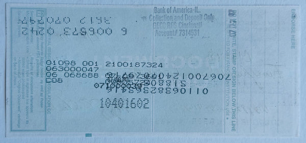 Gary Carter Autographed Cancelled Check
