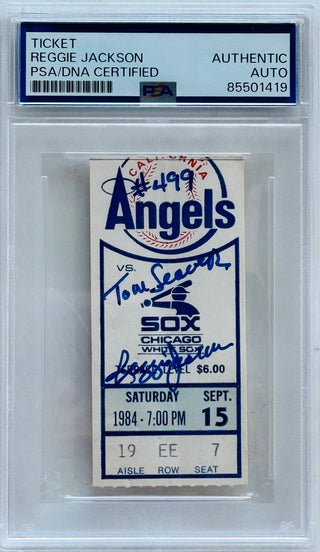 Reggie Jackson Autographed California Angels Ticket 499th HR off Tom Seaver (PSA)