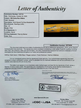 500 Home Run Club Autographed Rawlings Adirondack Bat (JSA)