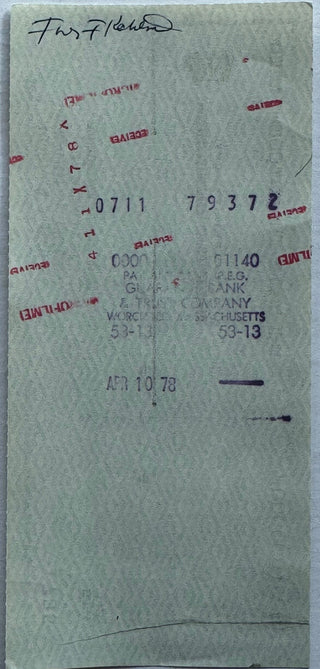 Bob Cousy Autographed Cancelled Check