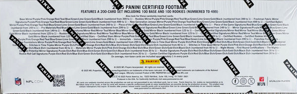 2025 Panini Certified Football Hobby Box