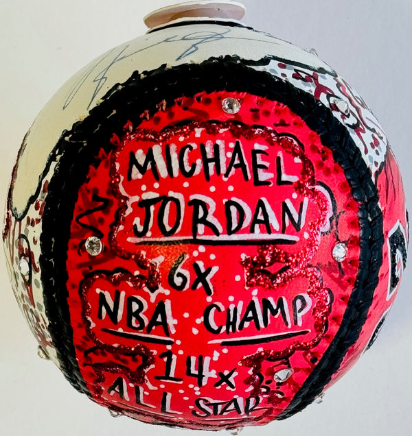 Michael Jordan Signed Hand Painted Charles Fazzino Pop Art Baseball (UDA)