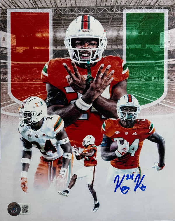 Kam Kinchens Autograped Hurricanes 8x10 Photo (Beckett)