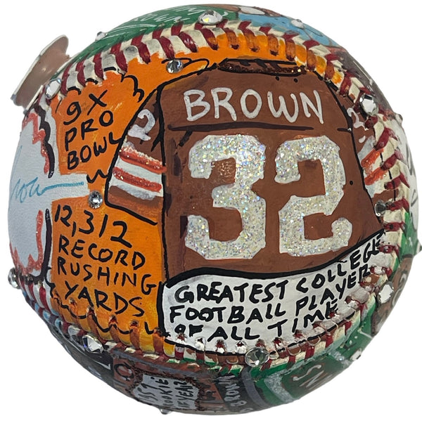 Jim Brown Signed Hand Painted Charles Fazzino Pop Art Baseball (Beckett)