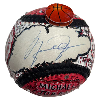 Michael Jordan Signed Hand Painted Charles Fazzino Pop Art Baseball (UDA)