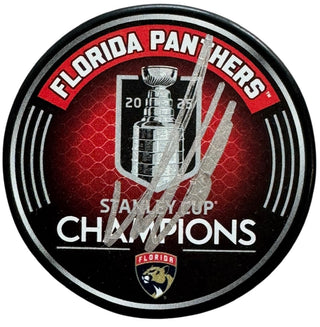 Aleksander Barkov Signed 2025 Stanley Cup Champions Official Puck (JSA Witness)