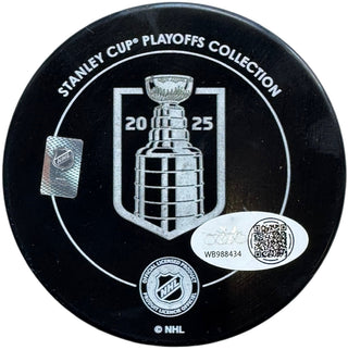 Mackie Samoskevich Signed 2025 Stanley Cup Champions Official Puck (JSA Witness)