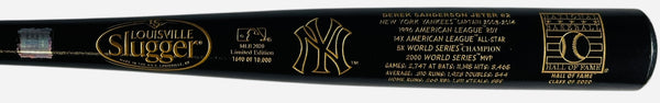 Derek Sanderson Jeter Unsigned Louisville Slugger Laser Engraved Stat Bat 1690/10,000