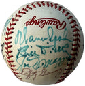 Hall Of Famers Autographed Cracker Jack Old Timers Day Baseball (JSA)