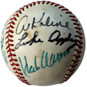 Hall Of Famers Autographed Cracker Jack Old Timers Day Baseball (JSA)