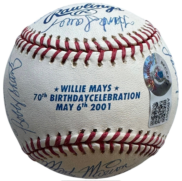 Willie Mays 70th Birthday Attendees Autographed Baseball (Beckett)