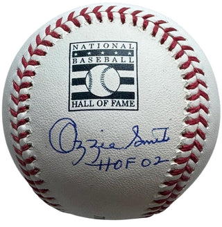 Ozzie Smith Autographed Official Hall Of Fame Logo Baseball (JSA)