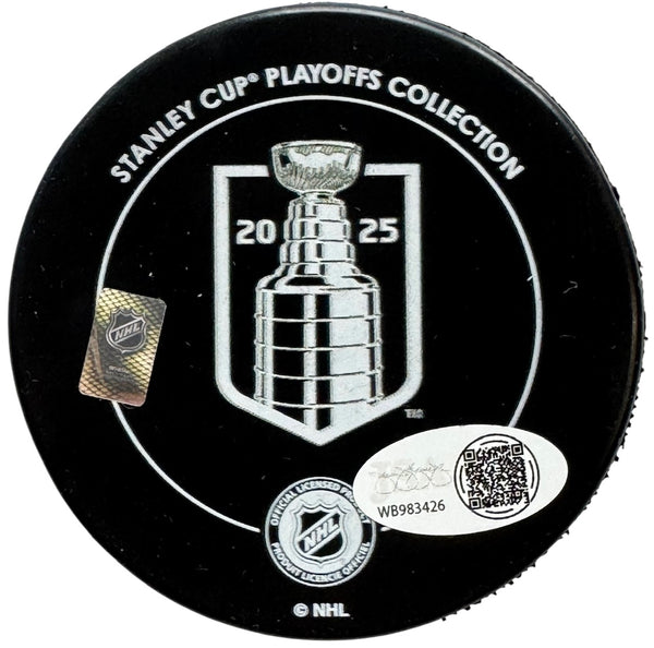 Niko Mikkola Signed 2025 Stanley Cup Champions Official Puck (JSA Witness)