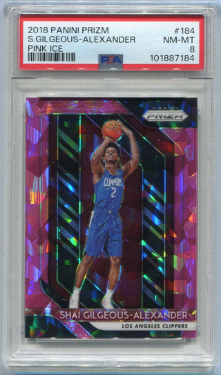 Shai Gilgeous-Alexander 2018 - 2019 Panini Pink Cracked Prizm RC #184 PSA Graded 8