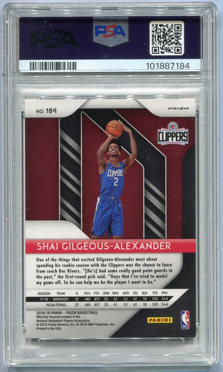 Shai Gilgeous-Alexander 2018 - 2019 Panini Pink Cracked Prizm RC #184 PSA Graded 8