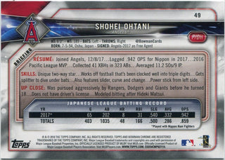 Shohei Ohtani 2018 Bowman RC #49