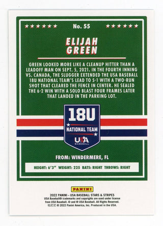 Elijah Green 2022 Panini 18U National Team #55 Card