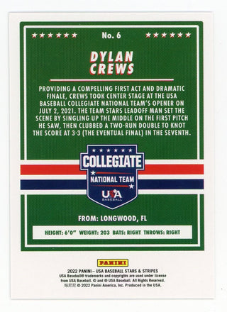 Dylan Crews 2022 Panini 18U National Team #6 Card