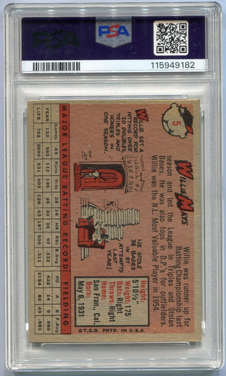 Willie Mays 1958 Topps Card #5 PSA Graded 5