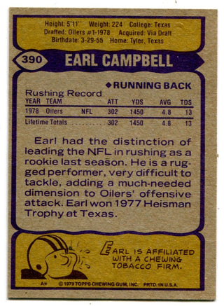 Earl Campbell 1979 Topps #390 Card