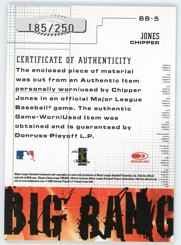 Chipper Jones 2005 Donruss Leather & Lumber Big Bang Patch Relic #BB-5