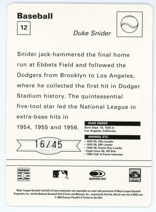 Duke Snider 2005 Donruss Card #12