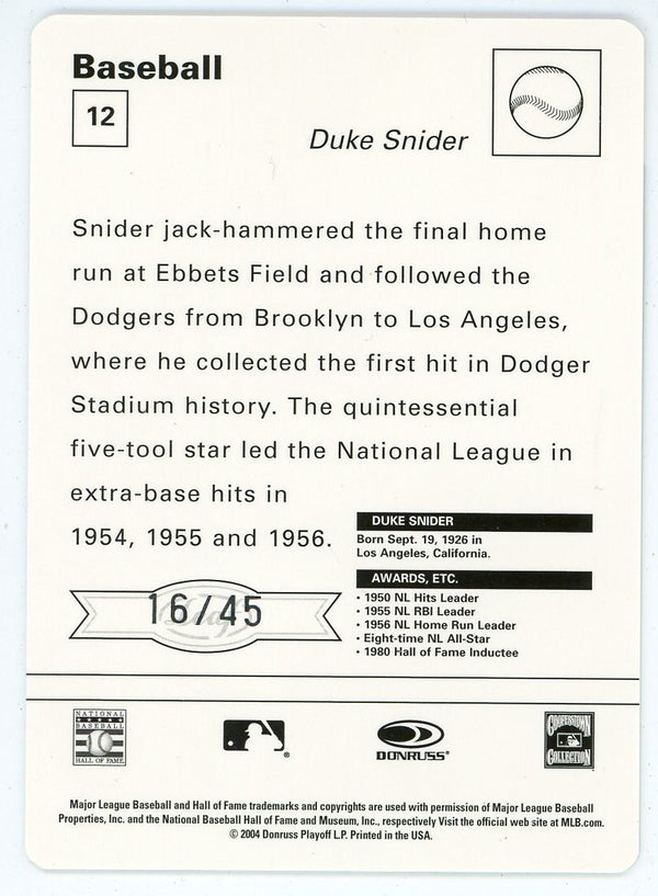 Duke Snider 2005 Donruss Card #12