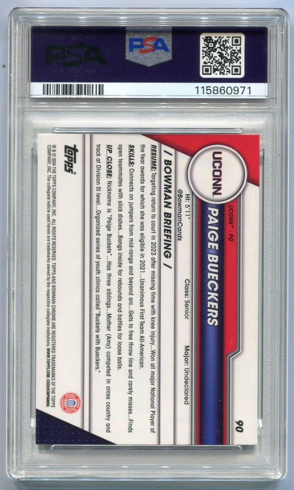 Paige Bueckers 2023 Bowman U Chrome RC #90 PSA Graded 10