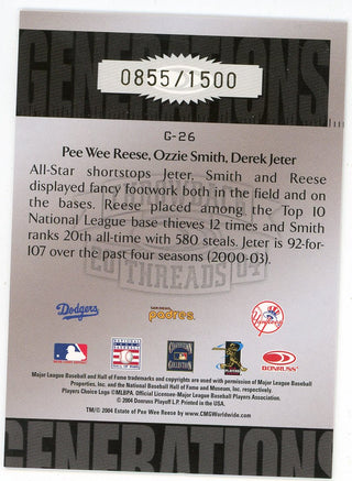 Pee Wee Reese/ Ozzie Smith/ Derek Jeter 2004 Donruss Throwback Threads Generations #G-26
