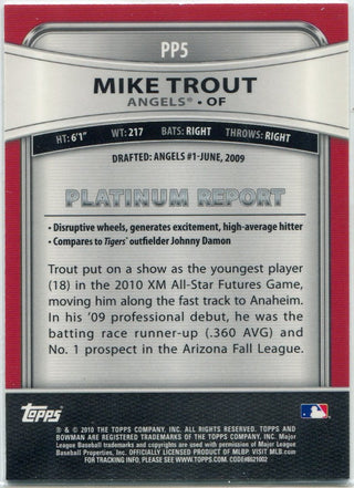 Mike Trout 2010 Bowman Platinum RC #PP5