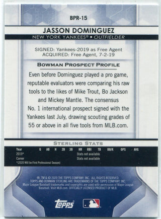 Jasson Dominguez 2020 Bowman Sterling RC #BPR-15