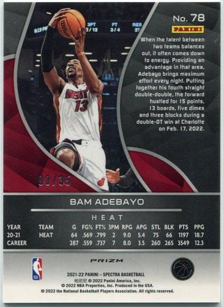 Bam Adebayo 2021 - 2022 Panini Spectra Astral Prizm Card #78 8/35