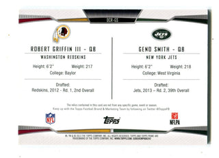 Robert Griffin III /Geno Smith Topps Prime Dual Combo #DCRGS Jersey Card /330