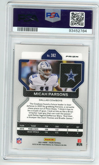 Micah Parsons 2021 Prizm Lazer #382 PSA 9