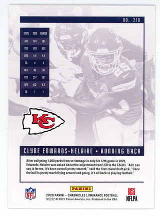 Clyde Edwards Helaire 2020 Panini Chronicles Luminance Rookie Card #218