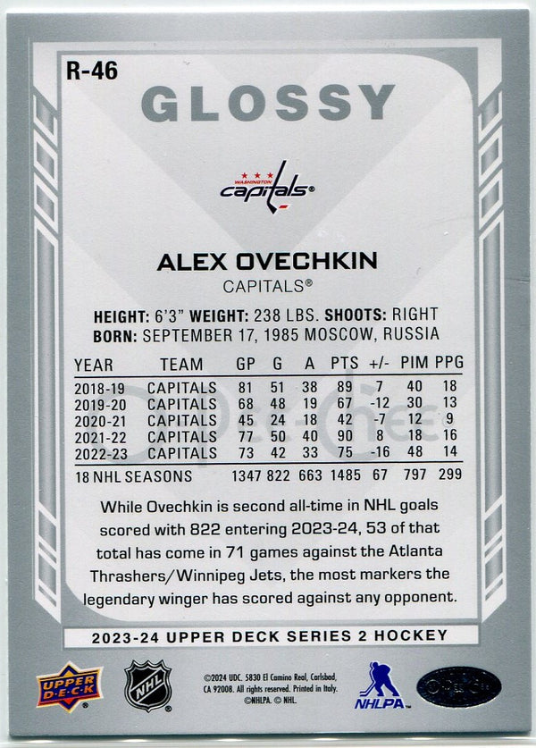 Alex Ovechkin 2023 - 2024 O-Pee-Chee Glossy Card #R-46