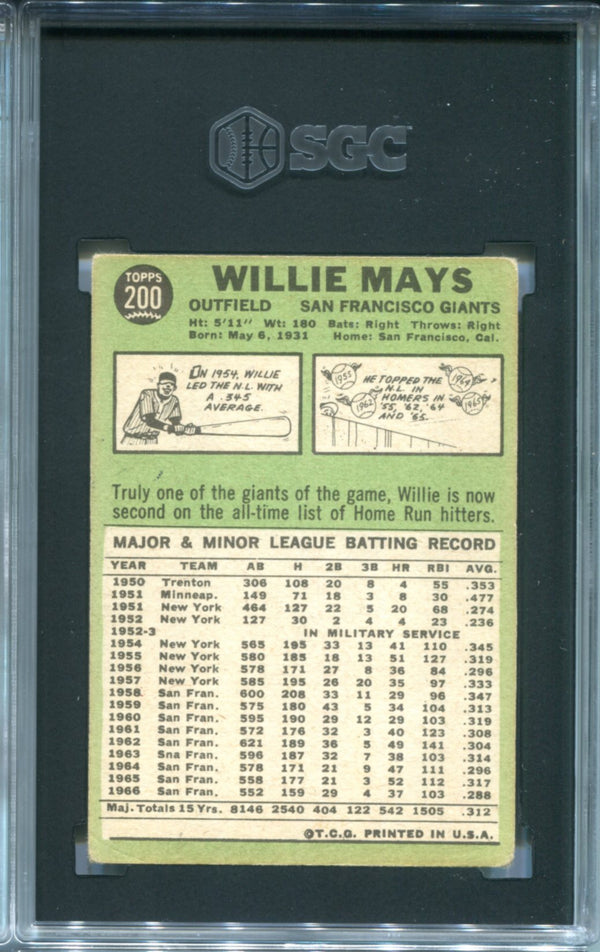Willie Mays 1967 Topps #200 SGC 1.5 Card