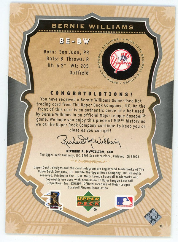 Bernie Williams 2004 Upper Deck Etchings Green Bat Relic #BE-BW