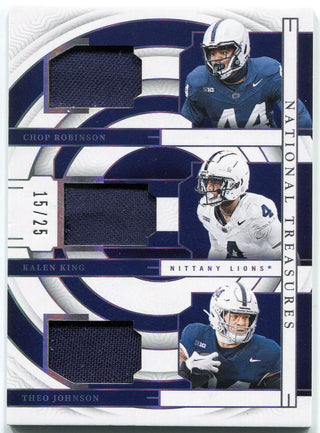Chop Robinson/Kalen King/Theo Johnson 2024 Panini National Treasures Triple Jersey Card #TTM-PSU 15/25
