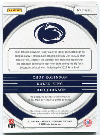 Chop Robinson/Kalen King/Theo Johnson 2024 Panini National Treasures Triple Jersey Card #TTM-PSU 15/25