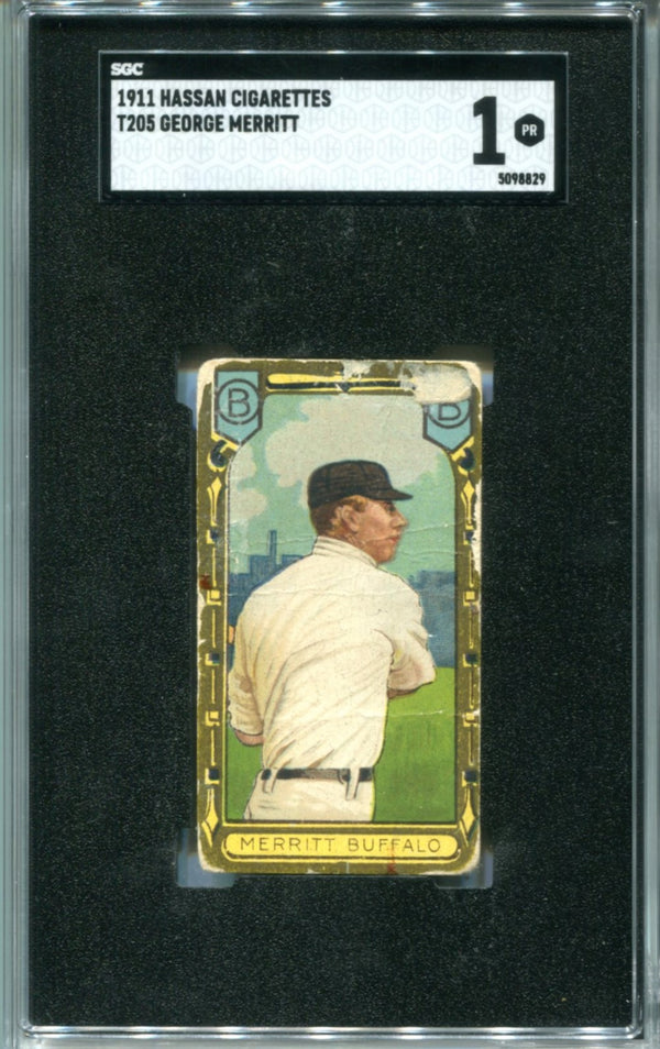 1911 Hassan Cigarettes George Merrit T205 SGC PR 1 Card