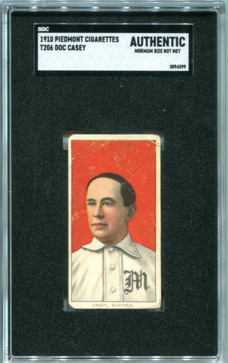 1910 Piedmont Cigarettes T206 Doc Casey SGC Authentic